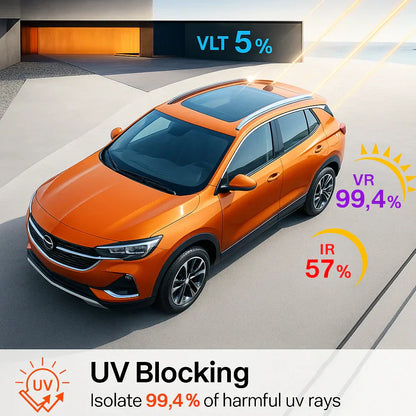 Universal Reduce Infrared Heat & Block UV by 99% Removable Window Tint Film for Cars - DIY Cut for Multiple Shapes